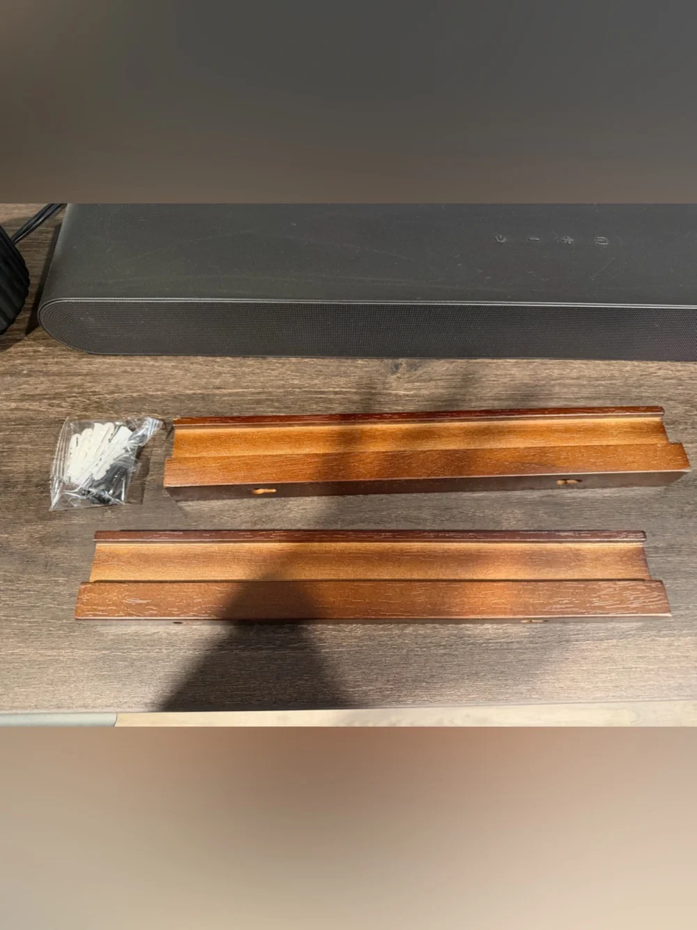 Floating Display Wall Shelf Pair in Dark walnut